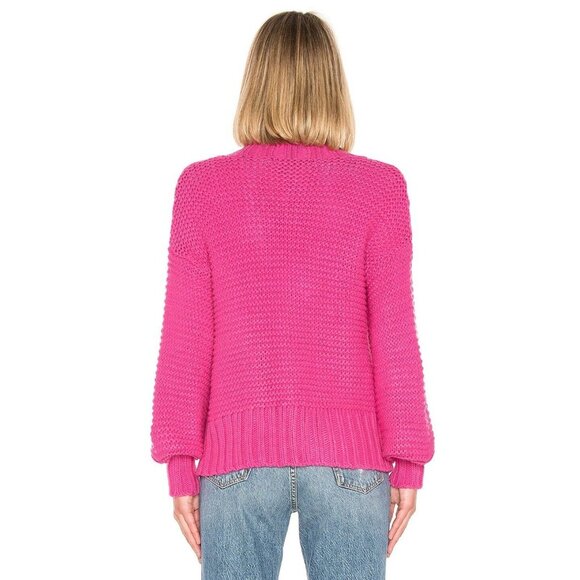 HOUSE OF HARLOW Bright Pink Chunky Knit Reverse Stitch Cardigan Sweater, Size XS - Picture 3 of 11